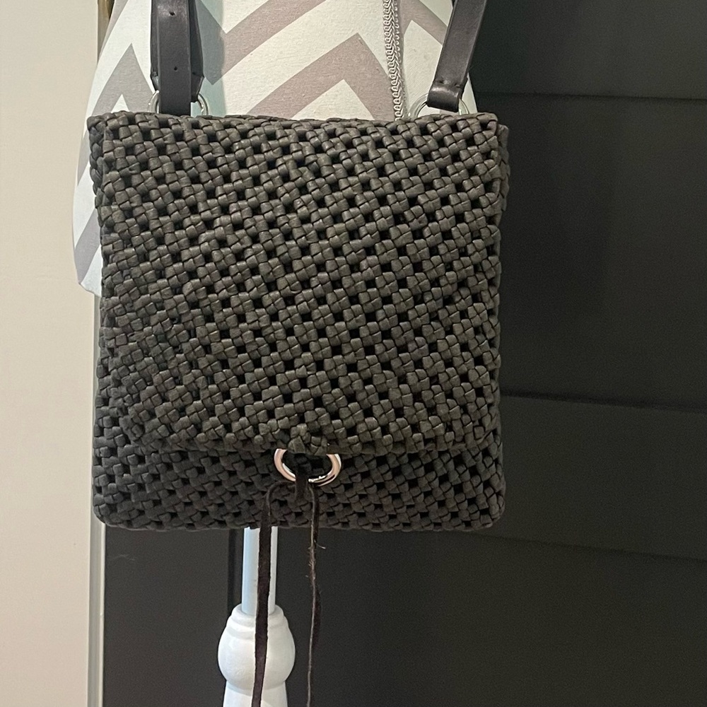 Limited Handmade Woven Bag With Suede Tie Size 8x10